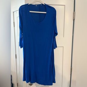 Blue long sleeve A-line dress